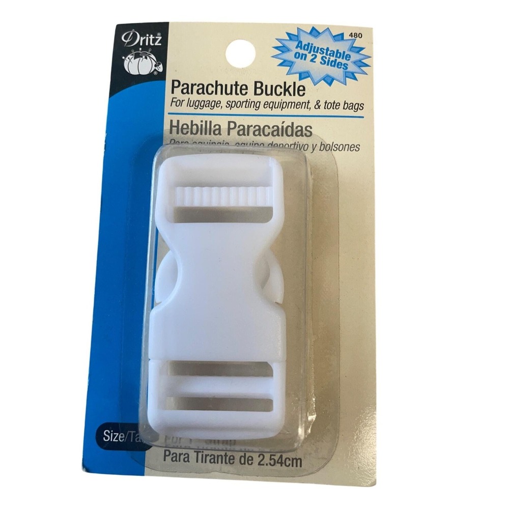 Dritz Parachute Buckle Adjustable 2 Sides Fits 1" Straps White Plastic Luggage